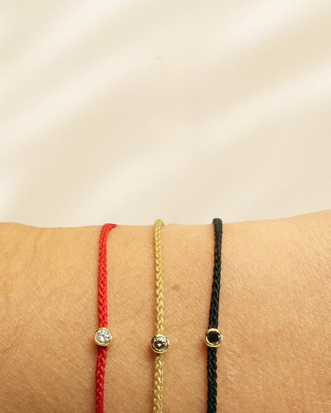 Bracelet Diamant Or Jaune - Cordon Réglable