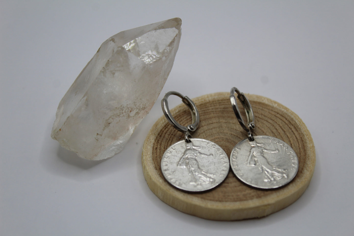 Boucles d'oreilles pendants - Argent Pièce Franc