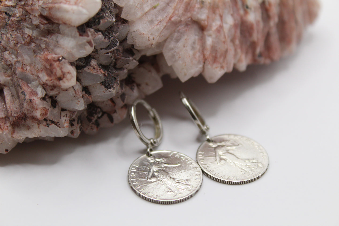 Boucles d'oreilles pendants - Argent Pièce Franc