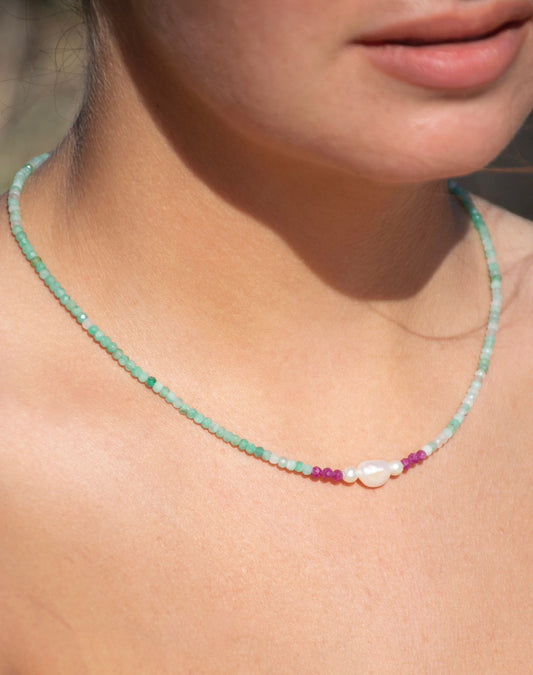 Collier Perle Emeraude - Argent 925
