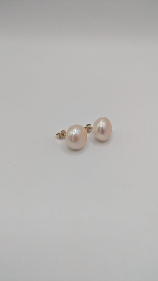 Clous D'oreilles Perle de Culture boutons - Or Jaune 18k